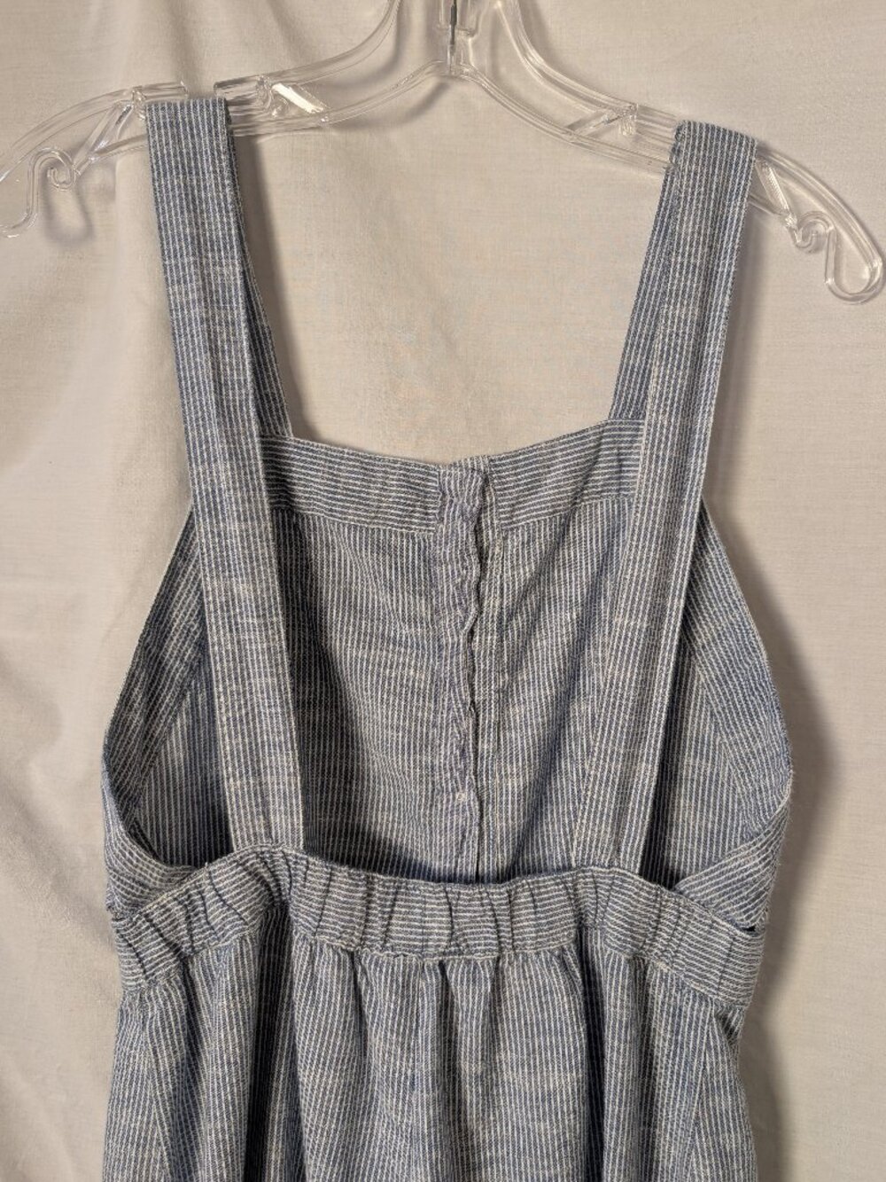 Japna L Blue & White Stripe Cotton Linen Look Wide Leg Jumpsuit Button Front - Picture 4 of 8